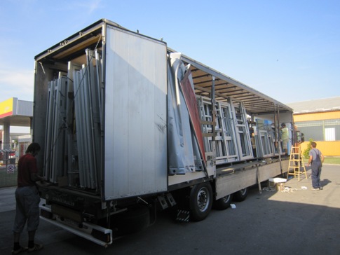 Loading of truck with carpentry